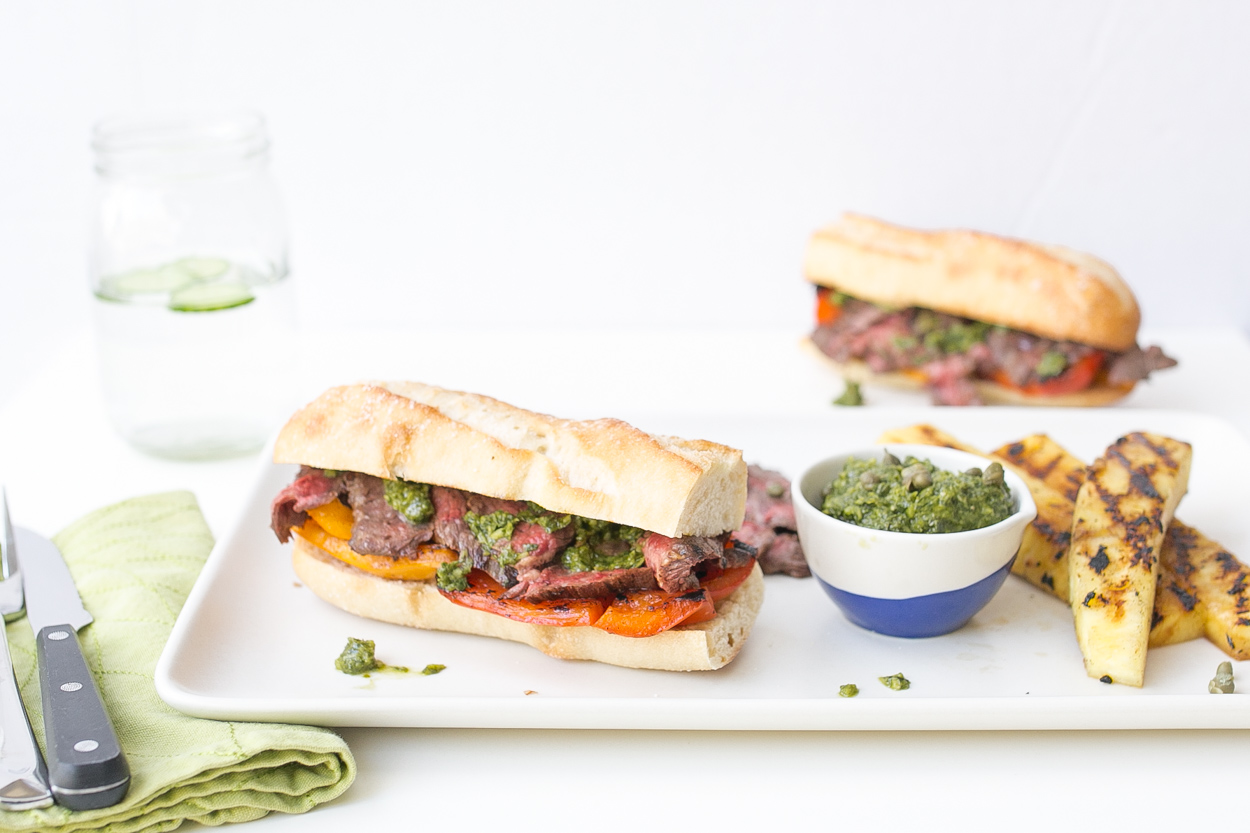 Skirt Steak Sandwiches with Pesto