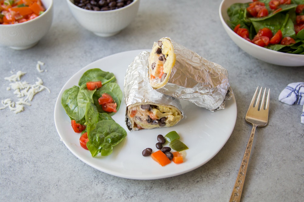 Breakfast Burritos with Black Beans and Salsa