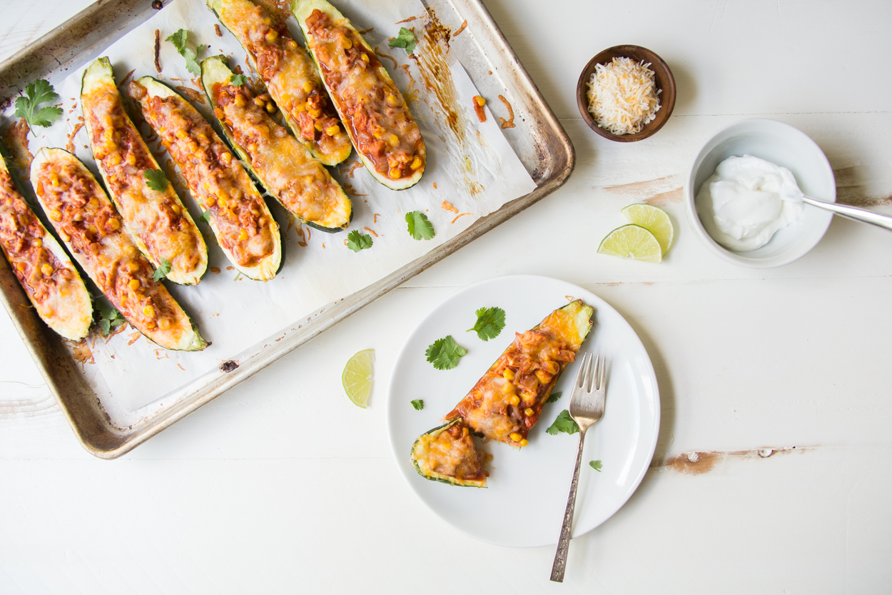 Chicken Enchilada Stuffed Zucchini