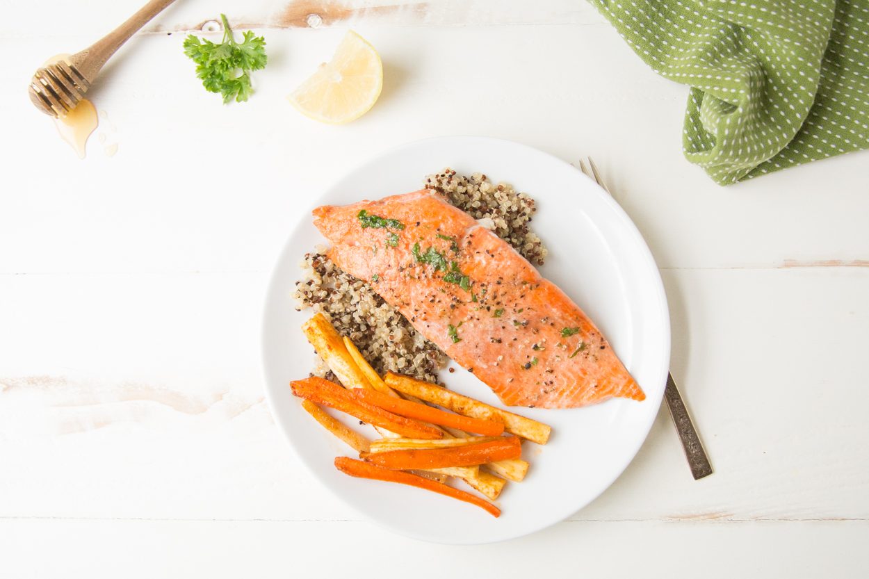 Roasted Salmon with Lemon Herb Glaze 